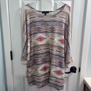 Derek Heart Lightweight Knit Sweater Top Aztec-inspired southwestern Size 3XL
